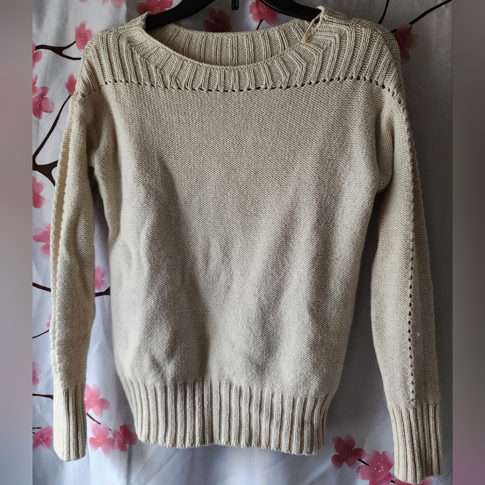 Women's GAP Long Sleeve Off White Ivory Cream Boat Neck Sweater Size XS